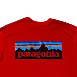 Patagonia Responsibili Tee Logo T Shirt Mens L Red Back Graphic